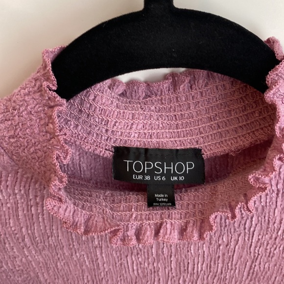 Topshop Pink Crinkle Mock Neck Crop Top Size US 6 - Picture 3 of 3